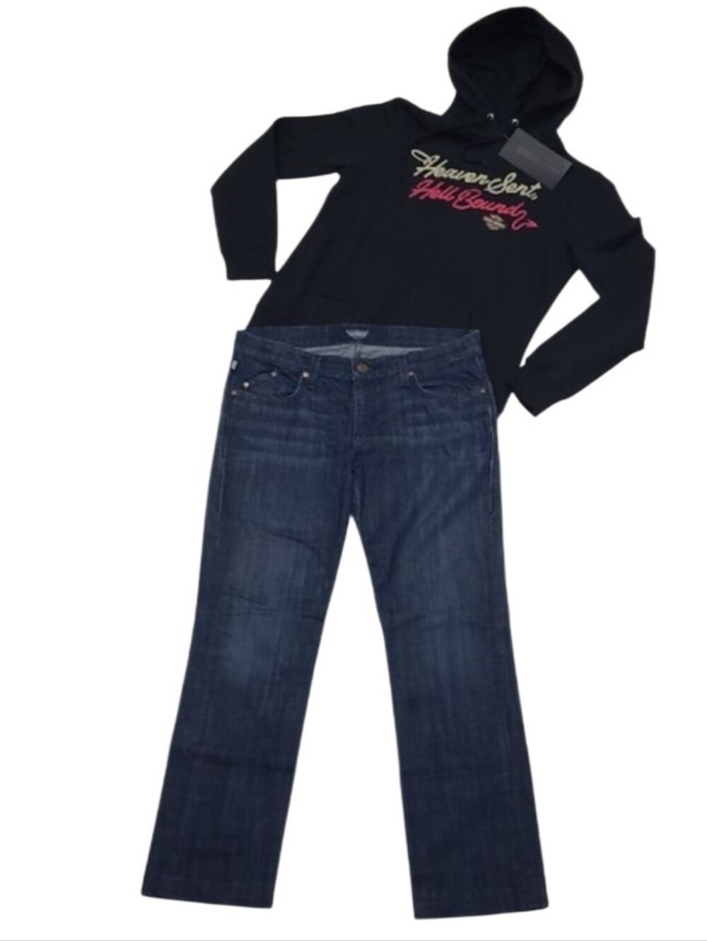 Rock & Republic Stella Jean Embellished Mid Waist Rise Ombré Dark Washed Classic
